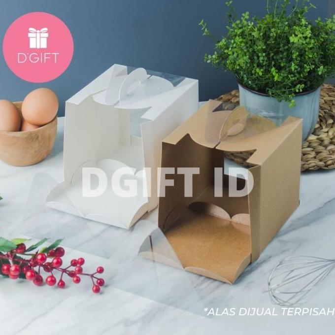 Dus Kotak Chiffon Mini Mika Tart Mini Transparan Korean Cake Box
