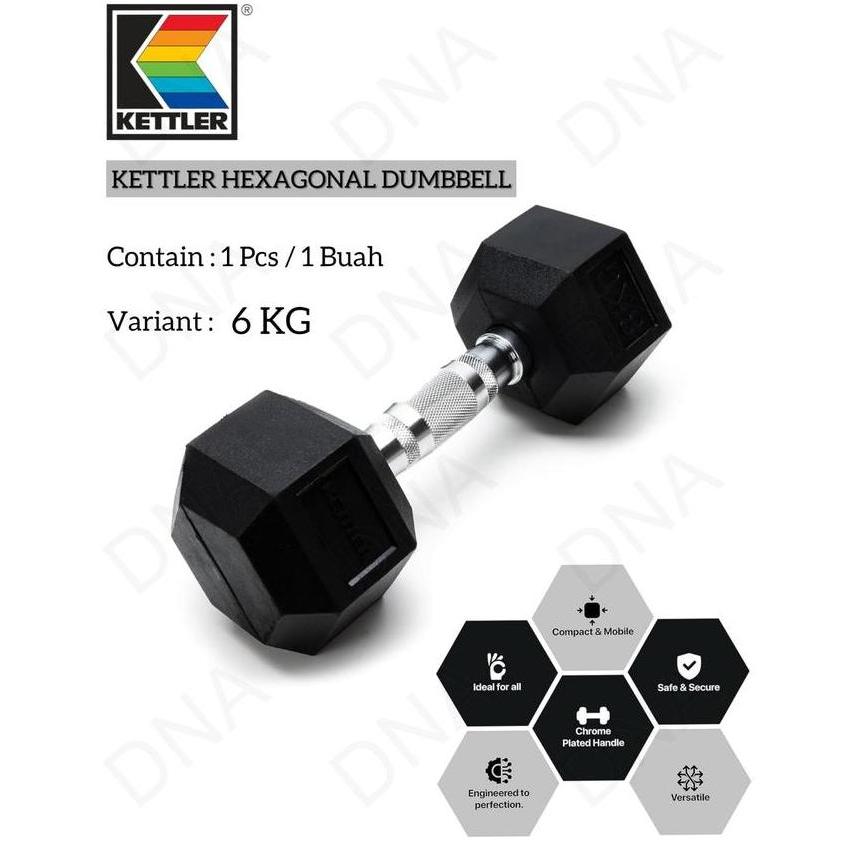 Fixed Hexagonal Dumbell 6 KG KETTLER / Dumbell Hexagonal -