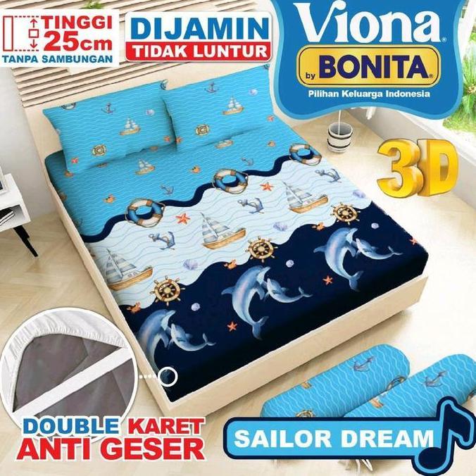 Viona - Sprei Viona(Bonita) 160X200(Queen)Tinggi 25 Motif Sailor Dream/Kapal Laut/Sailor/Pelaut/Mari