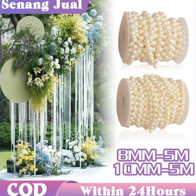 MONTMERY 5M Aksesoris Mutiara Manik Hiasan Pernikahan Pesta DIY Dekorasi Rumah