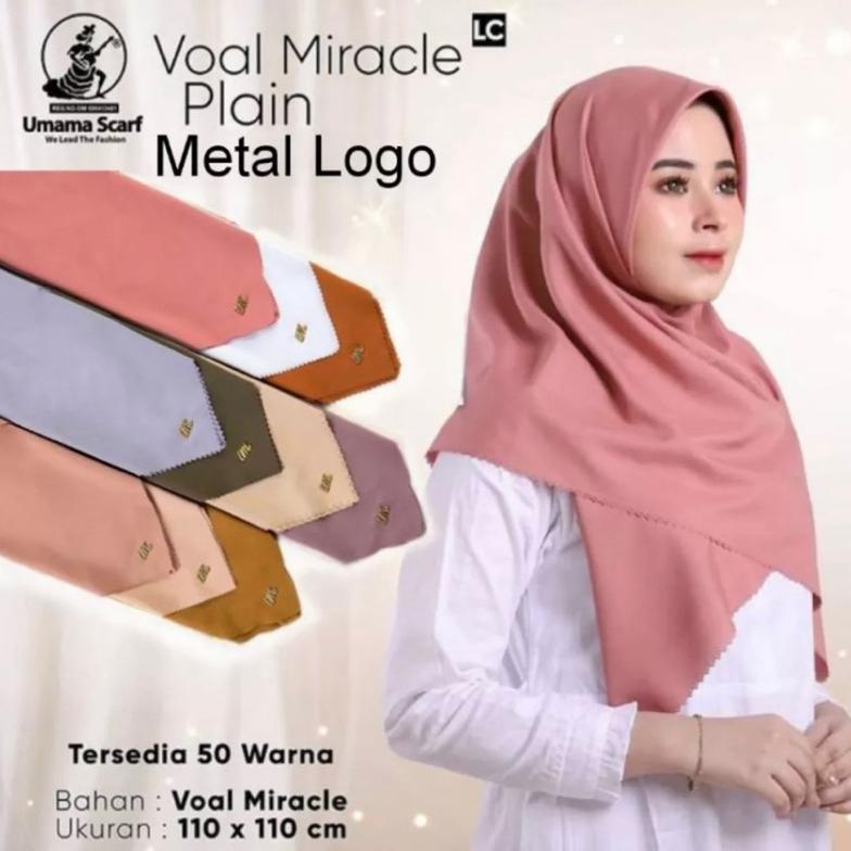 SALE BULAN INI HIJAB KERUDUNG  SEGIEMPAT POLOS UMAMA PLAIN METAL LOGO METAL GOLD ORI/JILBAB SEGIEMPA