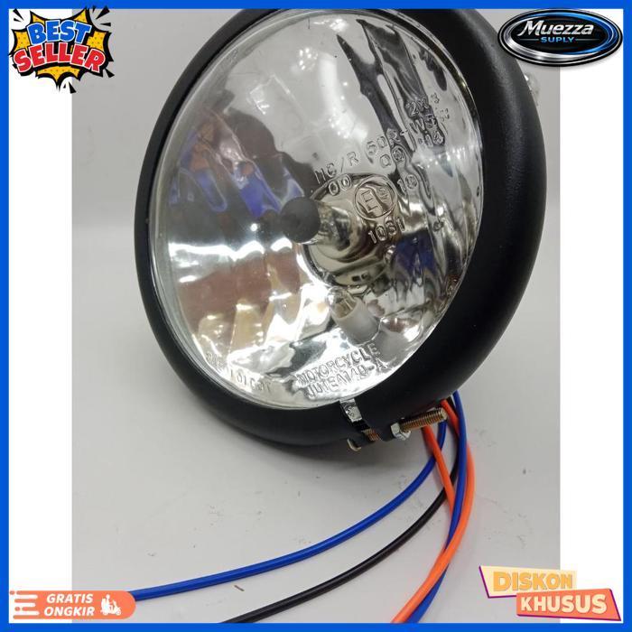 New Lampu Depan Head Lamp Cb 100 / Reflektor Cb100 Bahan Besi Bohlam Led