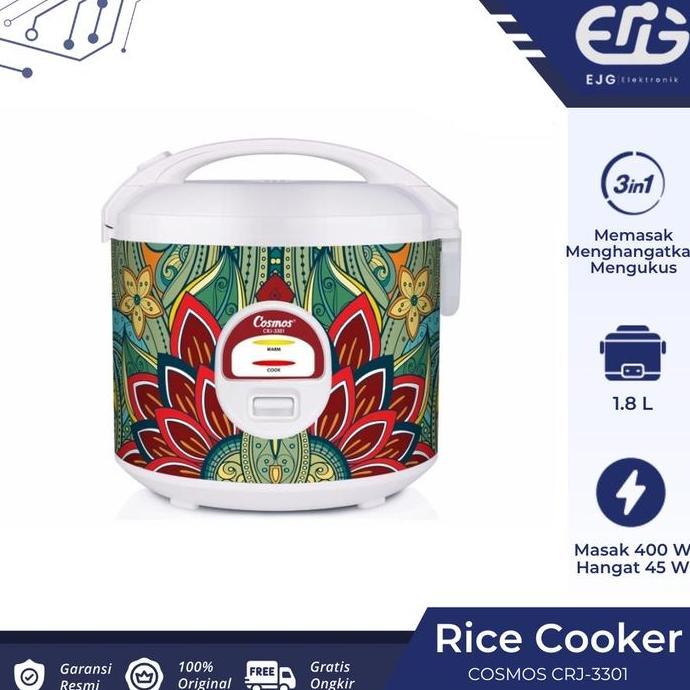 TERLARIS - Cosmos Magic Com CRJ 3301 N CRJ 3301 NB Rice Cooker 1.8 Liter CRJ3301N CRJ3301NB