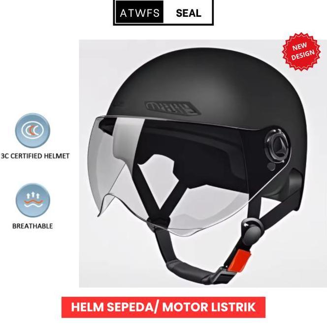 Helm Sepeda Listrik Motor Elektrik Skuter Retro Vintage Pria Wanita Dewasa All Size Abs Eps Visor