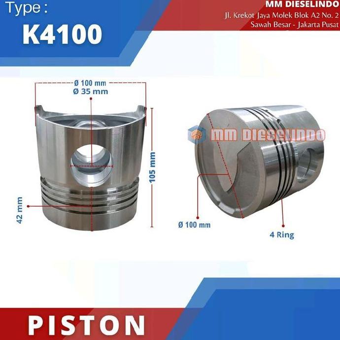 Piston K4100 - Seher Engine Diesel K4100 Weichai - Nozzle Pendek