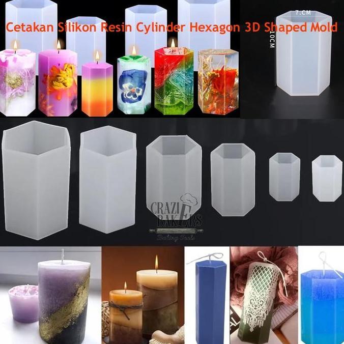 CETAKAN SILIKON RESIN CYLINDER HEXAGON 3D SHAPED MOLD