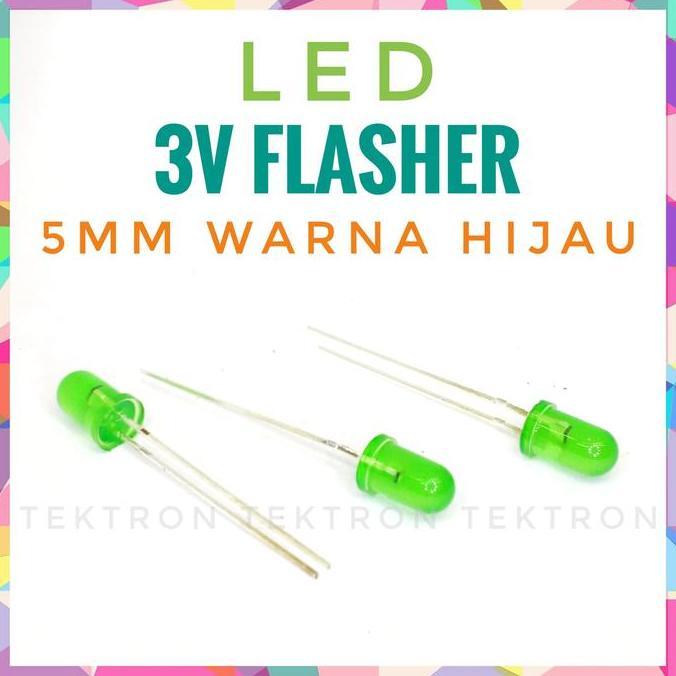 Diskon (1) LED Kedip 3V 5mm warna hijau 3vdc tek70n Segera Dapatkan