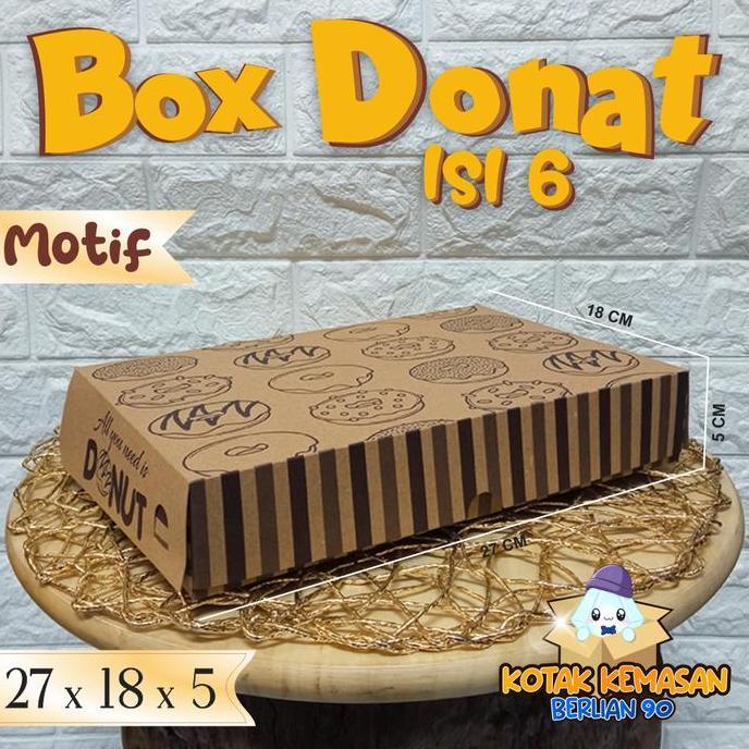 Promo (Isi 50pcs) Box Donat JENDELA MOTIF Window Kotak Donat isi 6 Dus Donat Murah Kitchenware Terla