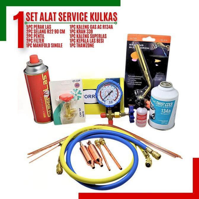 Paket Lengkap Freon Kulkas Set | Perlengkapan Isi Ulang Freon Compressor Freezer | Paket Alat Servic
