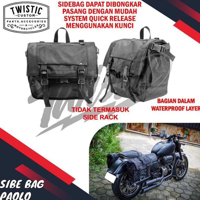 Side Bag Saddle Bag Saddlebag Paolo Tas Canvas Samping Pannier Tas Touring Quick Release Motor Custo