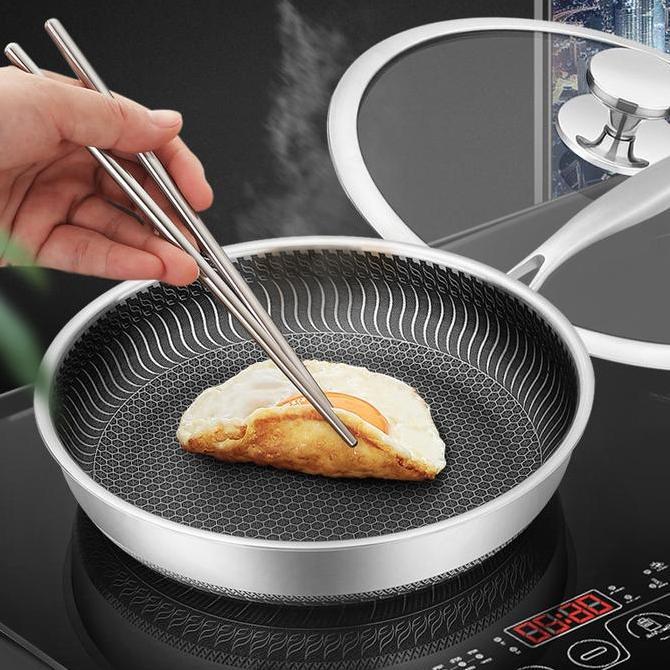 [MS] Wajan Stainless Steel 316 / Wok Frying Pan Honeycomb AntiLengket