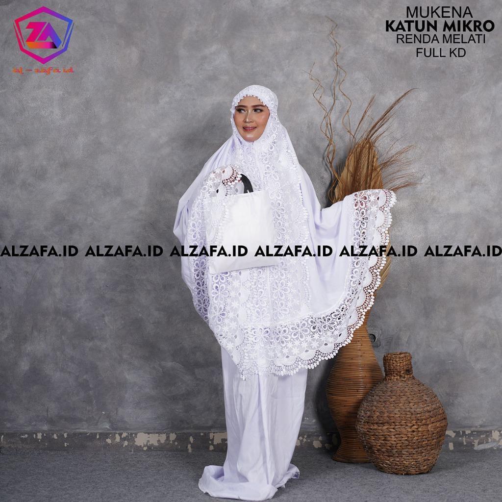 Mukena Dewasa Jumbo Katun Putih Brokenwhite Renda Bunga Mawar Bunga Melati Motif Renda Kd Full