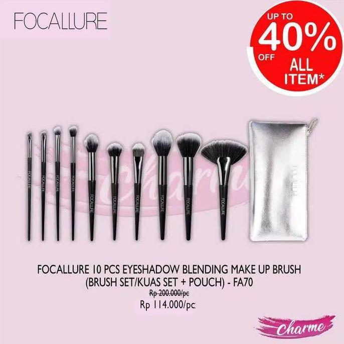berkahtokosinar56 - (readyori) focallure brush 1 pcs eyeshadow 1pc blending make up brush set/kuas k