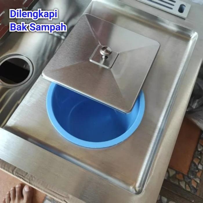 Kitchen Sink Bak Cuci Piring Stainless 2 Lubang Sayap 10048cm