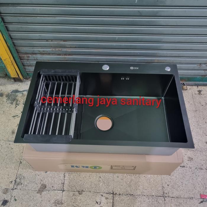 Paket Lengkap Kitchen Sink Stainless 8050 BLACK Bak cuci piring Hitam 8050