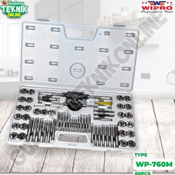 DHEALOKA Hand Tap Die 1 SET 60Pcs WIPRO WP760M / Alat Snai Snei Senai Tap Ulir 60 Pcs WP760M WIPRO