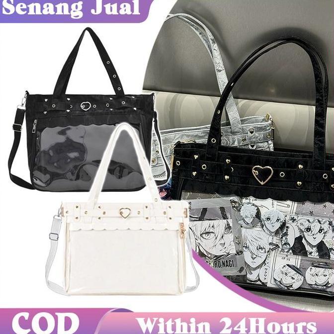 REZORHA Tas Kuliah Untuk Simpan Badge / Tas Selempang Bahu Pu Jepang / Transparan Tas Itabag