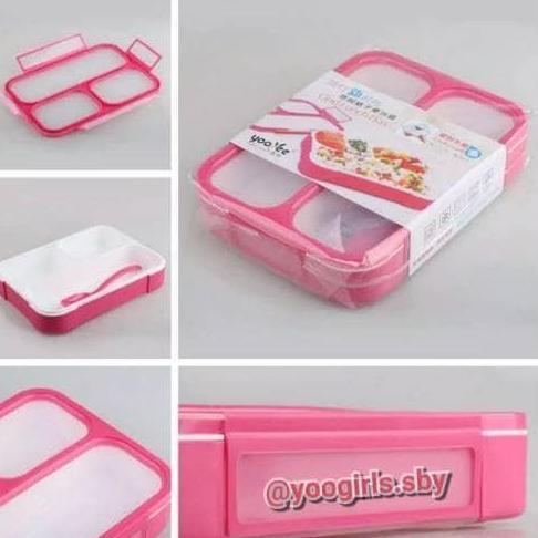 YOOYEE kotak makan grid bento lunch box 3 sekat anti bocor