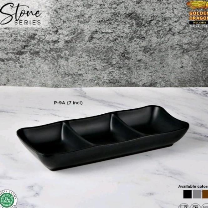 P9A Tempat Sambal Model Batu Sekat 3 HITAM Golden Dragon - tempat samb
