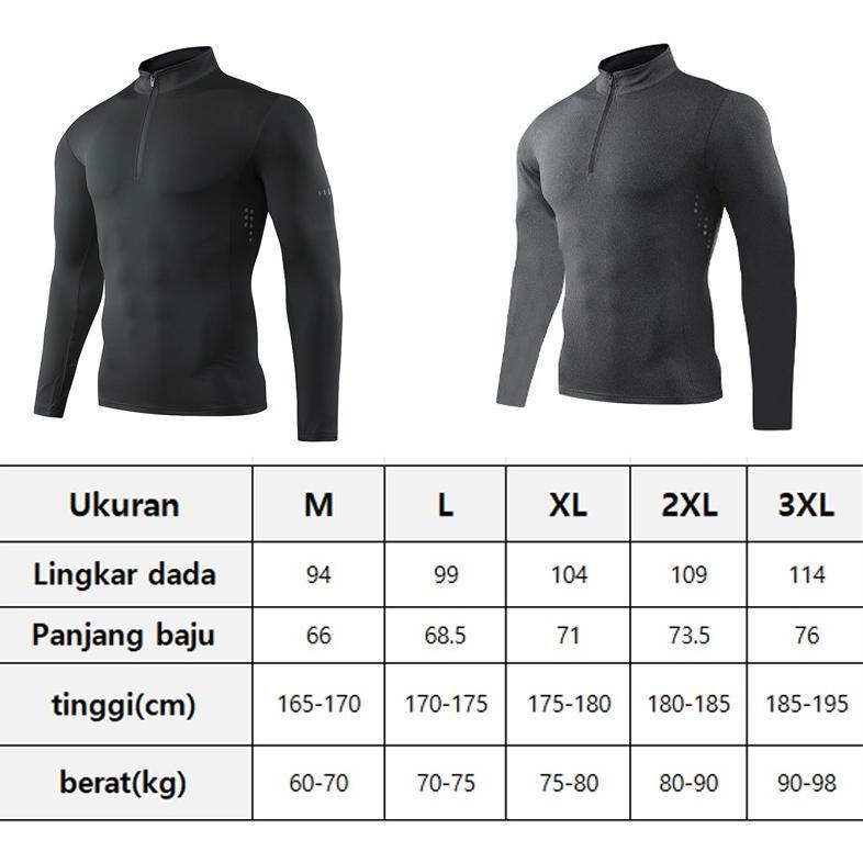 NEW KAMB Kaos Lengan Panjang Pria Gym Fitness Kain Poliester