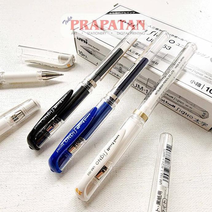 Uni Ball Gel Ink Roller Pen Signo UM-153 White/Black/Blue/Refill (TERBAIK) (TERBARU) (TERMURAH)