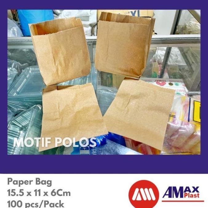 Paper Bag Kantong Kertas Donat Kentang Goreng Coklat Polos