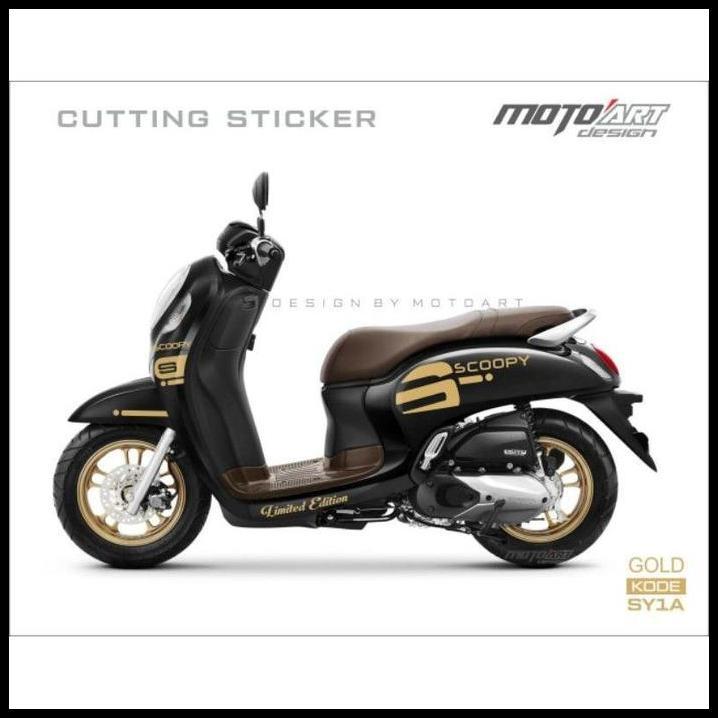 DISKON CUTTING STICKER HONDA NEW SCOOPY 2022 BODY HITAM STICKER GOLD 