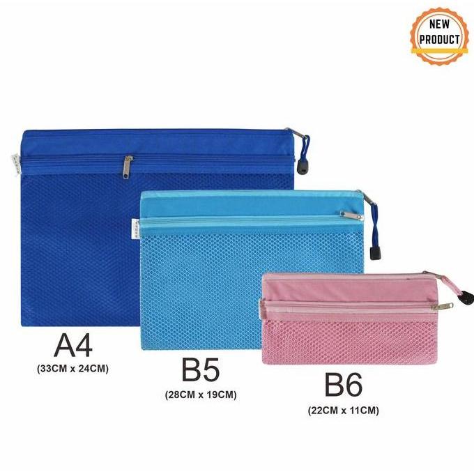 EAGLE Zipper Pocket Double Zipper B6-A4 / Tempat Pensil Double Zipper / Pencil Case / Map Kain Resle
