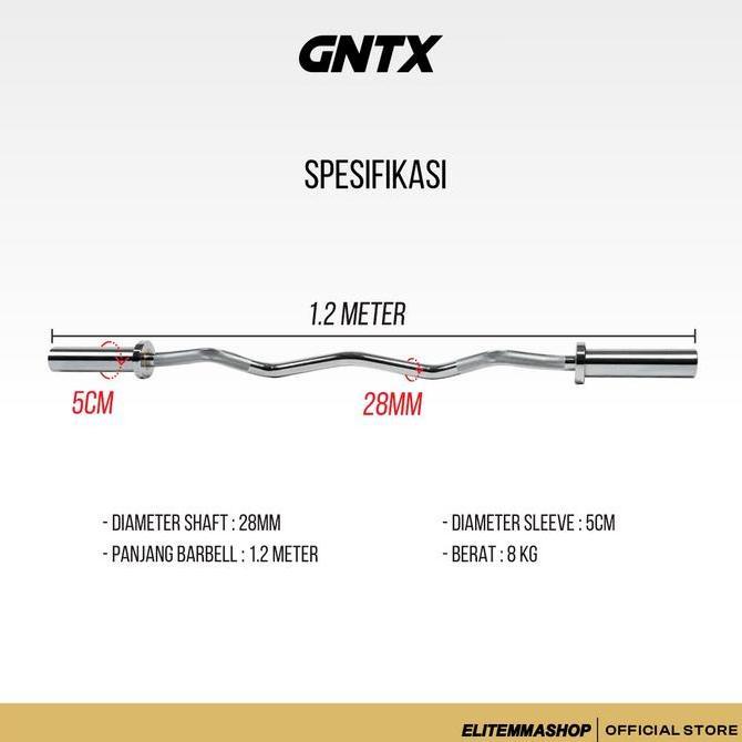 GENETIX FIT Eazy Curl Bar Barbell Untuk Pemula, Barbell Fitness, Bar Fitness, Stik Barbell, (TERBAIK
