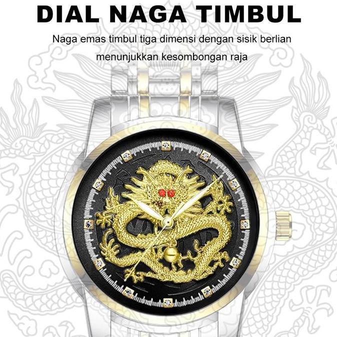 Sunlifex Jam Tangan Pria Naga Emas Original Dragon Jam Tangan Cowok