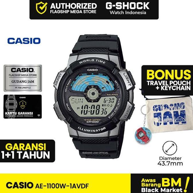 Casio General AE-1100W-1AVDF | Jam Tangan Pria Cowok | Digital | Anti Air | Original | Casio Watches