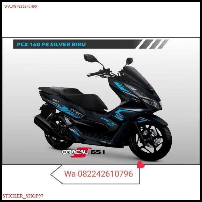TERLARIS STICKER CUTTING STRIPING HONDA PCX 160 HITAM SPORTY BIRU 