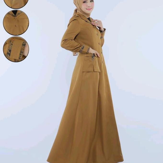 Murah Gamis PDH ,PNS,ASN ,Kheki Tua Wanita / Gamis kerja PDH Kheki Tua kombinasi batik , Baju Dinas 