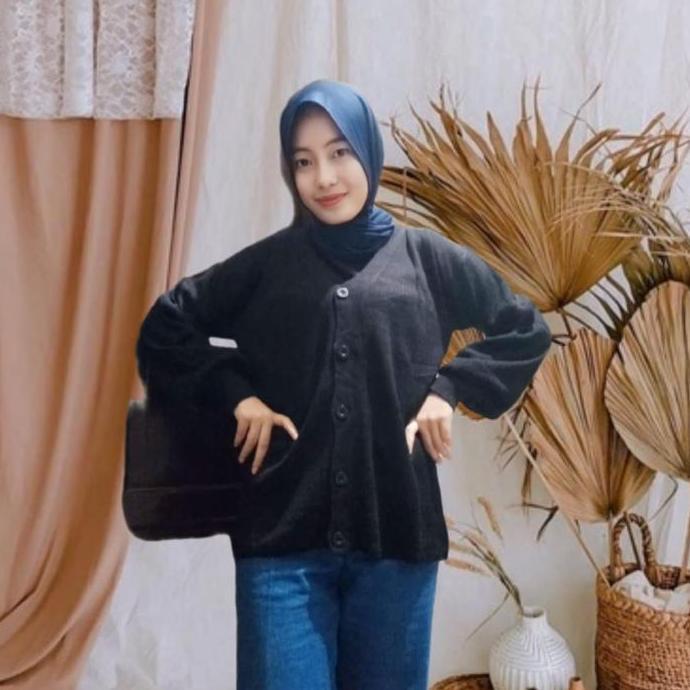 Murah Kardigan  Knited Cardy Tangan Balon/Kardigan Rajut Wanita Tangan Balon/kardigan wanita Kancing