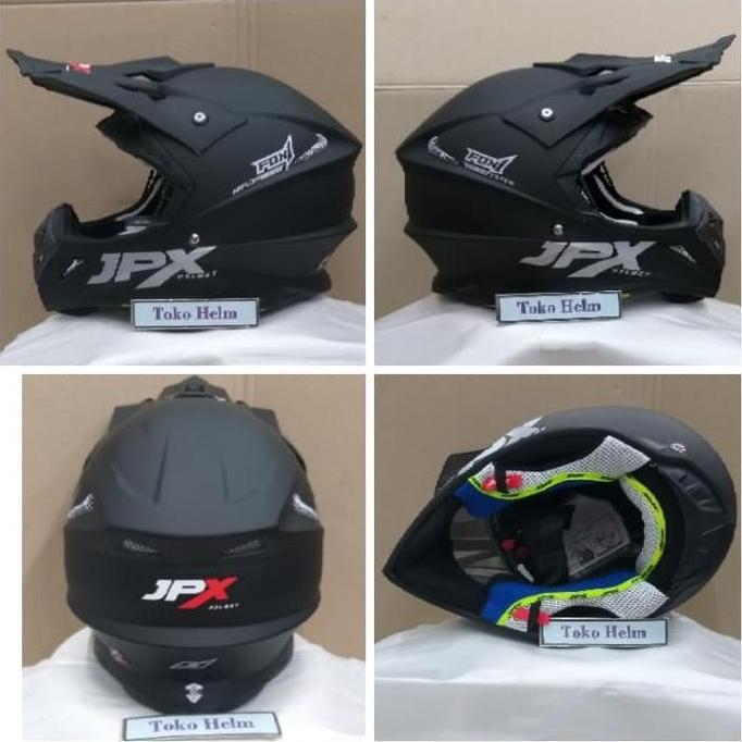 helm JPX cross JPX trail polos hitam doff murah