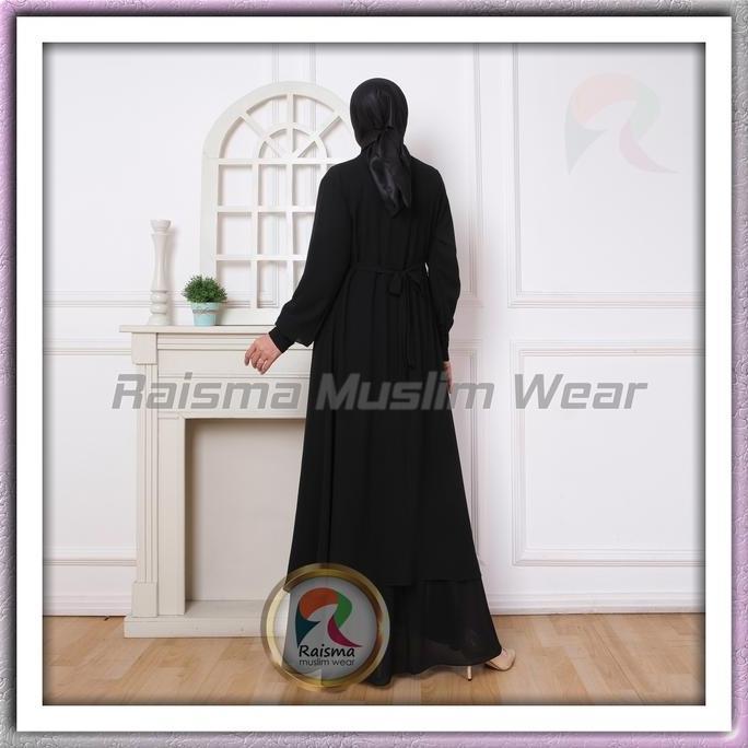 Murah Raisma - Raisma - Mafaza Gamis Ceruty Polos Wanita 3 Warna Hitam Putih Broken white Non COD