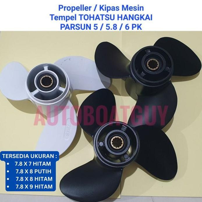 Ready stock Propeller / Kipas Mesin Tempel TOHATSU HANGKAI PARSUN 5 / 5.8 / 6 PK