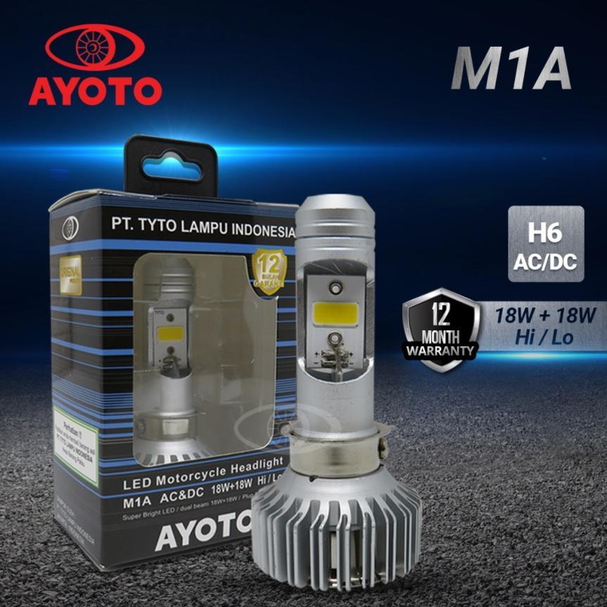 Lampu LED motor AYOTO M1A H6 T19 M5 18WATT + 18 WATT AC DC motor bebek matic universal original RDM