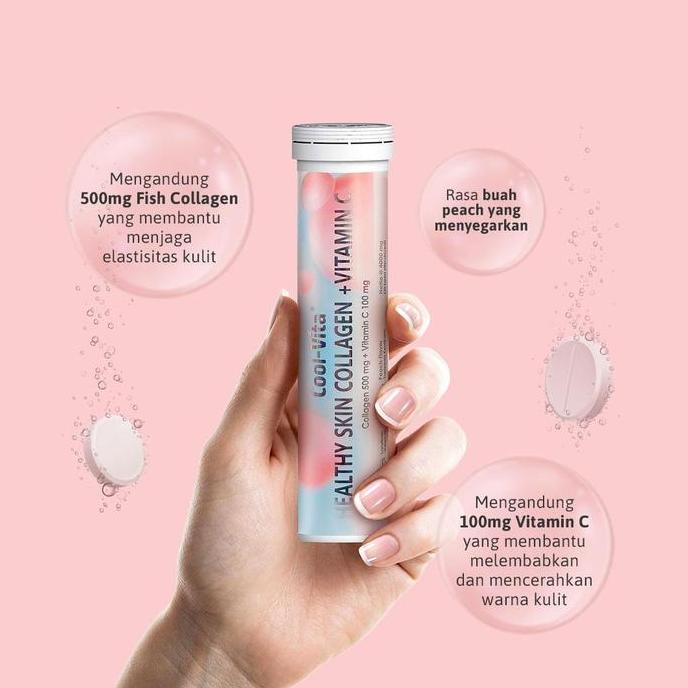 [EXCLUSIVE DEWI PERSSIK] Cool-Vita 140 Tablet 7 Tube Collagen Effervescent Rasa Peach Mengandung 500
