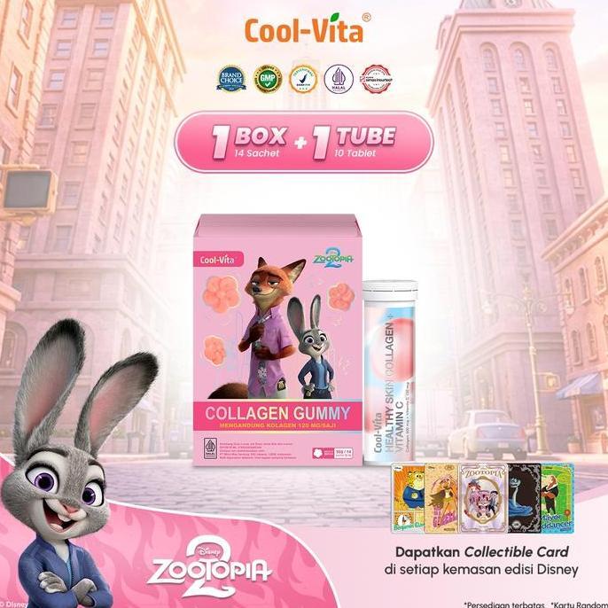 [TT] Cool-Vita - Disney Zootopia2 - 1 Box Collagen Gummy (14 Sachet) + Collagen Effervescent 1 tube 