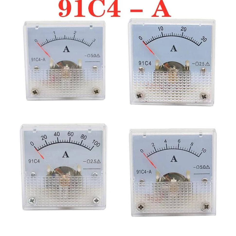 91C4 Ammeter DC Analog 1A 2A 3A 5A 10A 20A 30A 50A 100A 200A 300A 500A Panel Mechanical Pointer Type