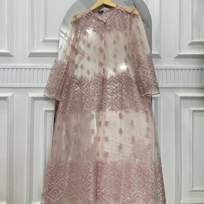 Gaia Outer Brokat Tile Panjang wanita Cardigan kondangan Muslim Kardigan Fit Putih Hitam Baju