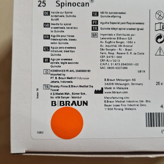 Spesial Spinocan 25 Bbraun / Spinocan 25G Bbraun / Spinal Needle Bbraun