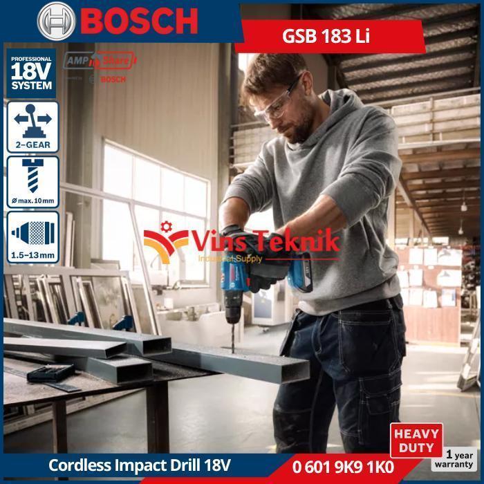 BOSCH GSB183 GSB 183-LI Mesin Bor Tembok Baterai GSB 183 LI 18V Cordless Impact Drill 18 Volt