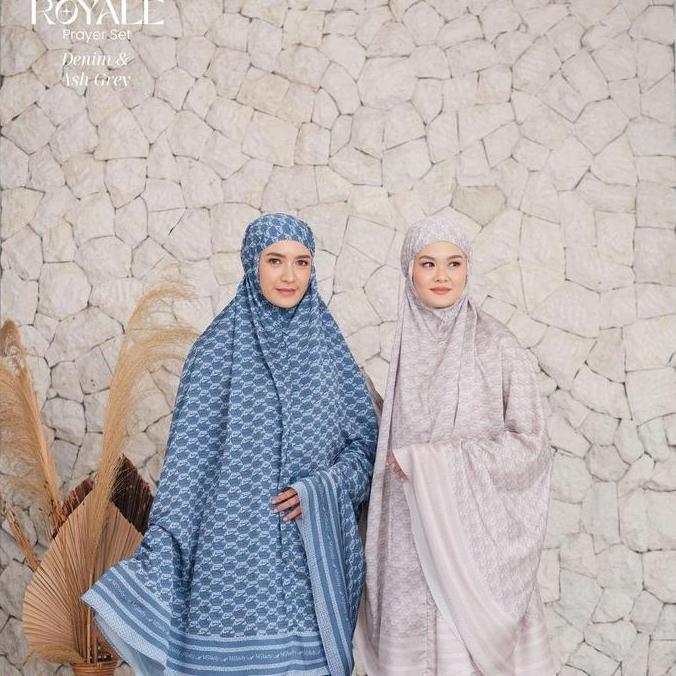 Murah MyLady Hijab ROYALE PRAYER SET Atasan Bawahan Cantik Gold Grey Mewah Mukena Nyaman Panjang Pin