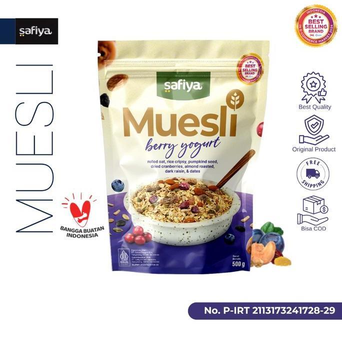 Muesli Berry Yogurt Safiya 1kg | Sereal Oat Muesli Food Oatmeal Halal dan BPOM