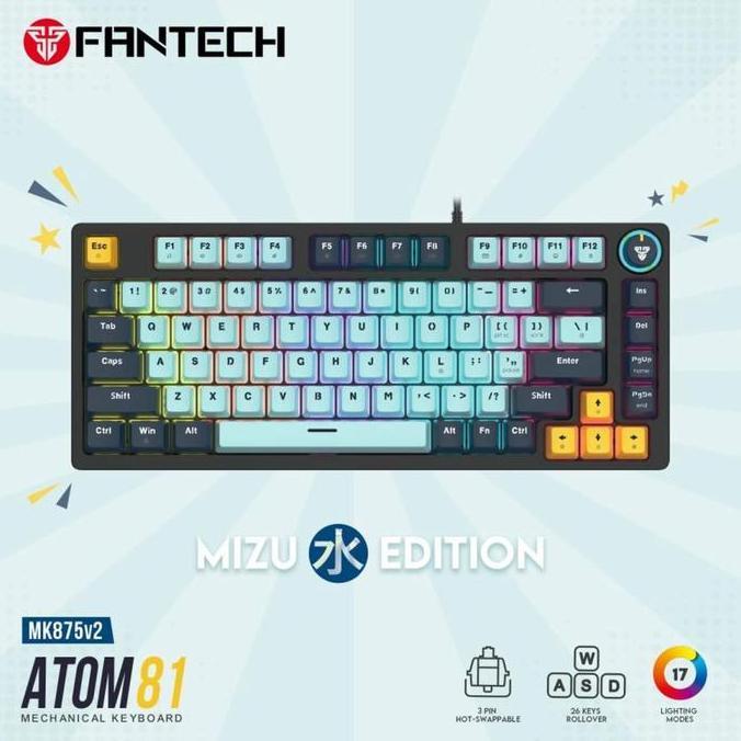 Fantech ATOM81 MK875 V2 / ATOM81-MK875 V2 Wired Mechanical Gaming Keyboard Mizu Edition Keyboard Gam