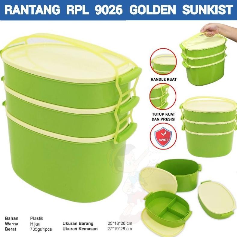 Rantang Piknik Lonjong Hijau RPL 9026 3 Susun Jumbo