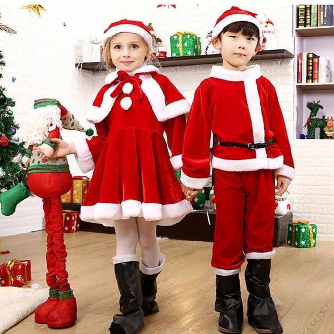 Kostum Santa Claus Anak Beludru Cosplay Santa Claus Costume