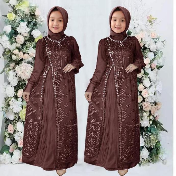 KID ROSE (3-16THN) Gamis Anak Dress Anak Gamis Pesta Kondangan Lebaran Murah Gaun Anak Bahan Tile Mu